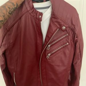 Burgundy Leather Biker Jacket